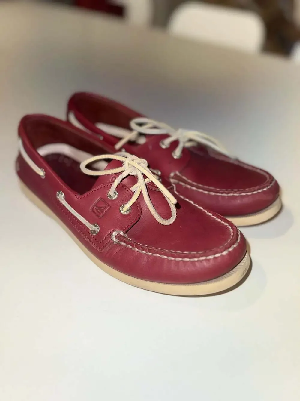Sperry Top-Sider Authentic Original 2-Eye Boat Shoes Men's Size 8 M Red Leather
